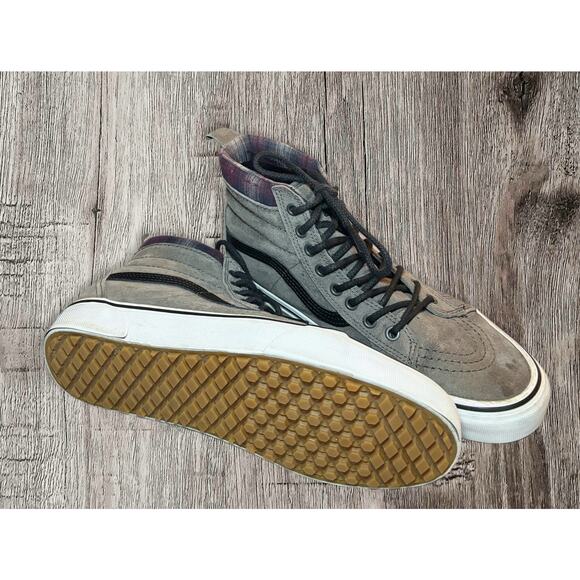Vans Men’s Off the‎ wall scotchguard 721358 gray suede plaid Sk8 hi-tops - Picture 3 of 6